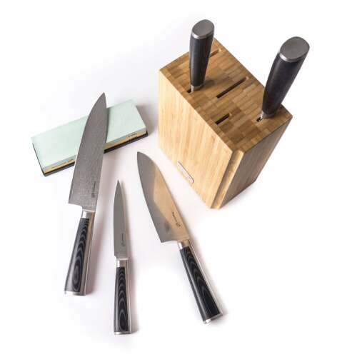 Késkészlet G21 Gourmet Premiium 5 db bambusz késtartóban + csiszolókő