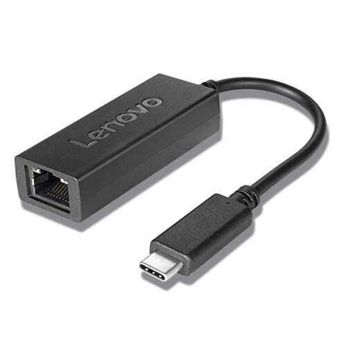 Lenovo USB-C Ethernet adapter, 4X90S91831, fekete, hálózati adapter, ethernet adapter, usb c adapter