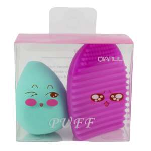 Nova Kiss makeup sponge and brush cleaner set, includes a teardrop-shaped sponge and a silicone brush cleaner - Makeup Sponge