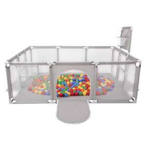 Gyermek járóka focikapuval és kosár palánkkal (szürke) + 100 darab labda 61134460 - Járóka