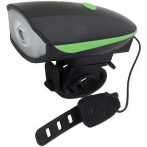 Esperanza ALFARD bicycle headlight with bell, black with green accents - Bicycle Light