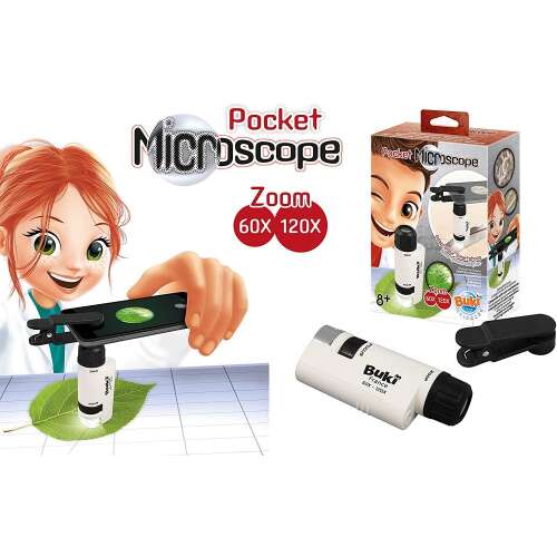 Buki Taschenmikroskop, 60x-120x Zoom, für Kinder, Smartphone-Adapter, Lupe, Wissenschaft, Entdeckung, Bildung