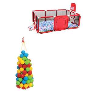 Gyermek járóka focikapuval és kosár palánkkal (piros) + 100 darab labda 61141222 Járókák
