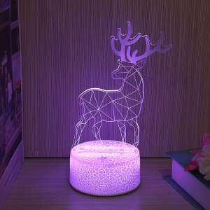 3D LED Éjszakai Lámpa, Rénszarvas formájú színes ünnepi fények, USB-s talppal, 23cm magas 61144658 Éjjeli fények, projektorok - Lány