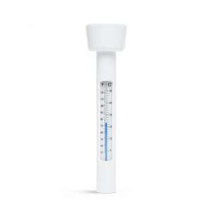 Fehér úszó medence hőmérő, zsinórral, Celsius és Fahrenheit skálával - Medence kiegészítő