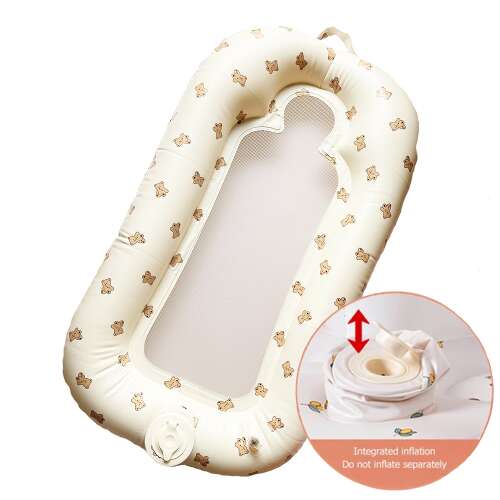 RENs, Felfújható úszógumi, baba ágy, 3m+, Beépített légpumpával, úszás, piknik, Ajándékok babáknak, Medve 61167955