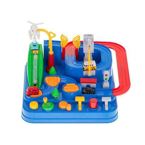 Interactive obstacle course and parking garage with 4 vehicles, toy for kids