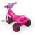 Pink unicorn trike for toddlers, with a unicorn design on the front and a storage basket in the back