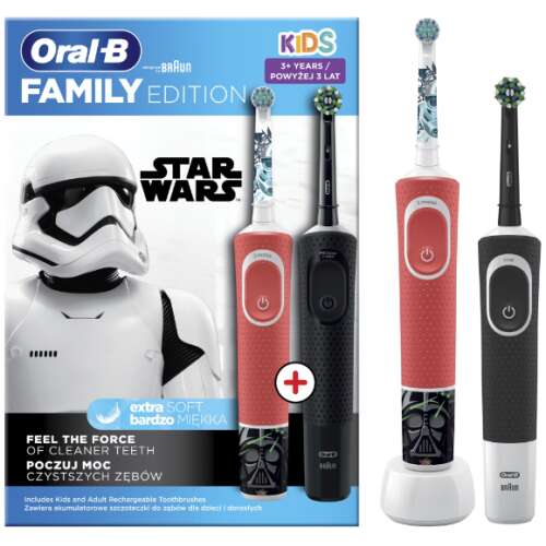 Oral-B Vitality Pro D103+Kids D100 3+ Star Wars Elektrische Zahnbürste, rot-schwarz