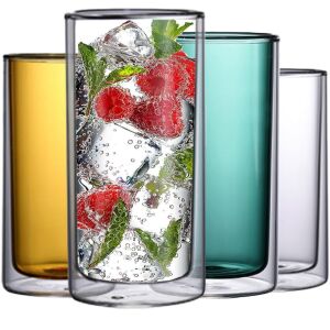 Quasar & Co. double-walled glass set in multiple colors with ice and fruit - Glass