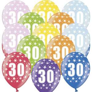 30. születésnapi lufi csomag, 50 db, csillagos, metál - Lufi