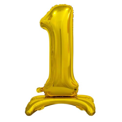 Arany 1-es szám fólia lufi, 74cm, talpas 