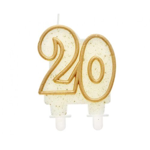 Tortagyertya, 20-as, fehér, arany szegéllyel