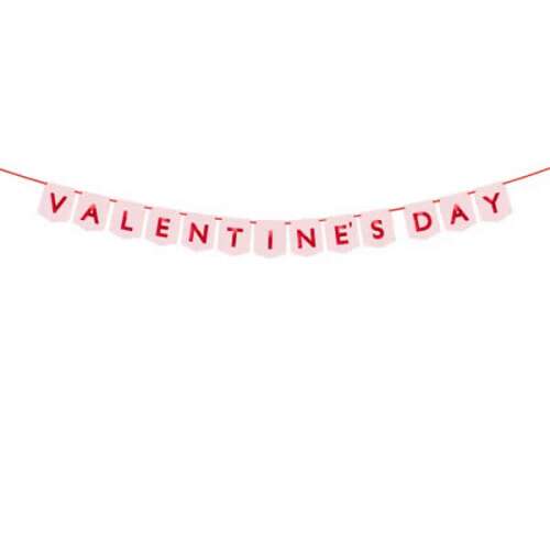 Valentin-napi szalagfüzér a "VALENTINE'S DAY" felirattal 