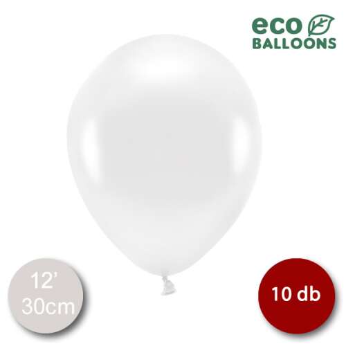 ECO Balloons 12 hüvelykes fehér latex lufi, 10 db-os csomag