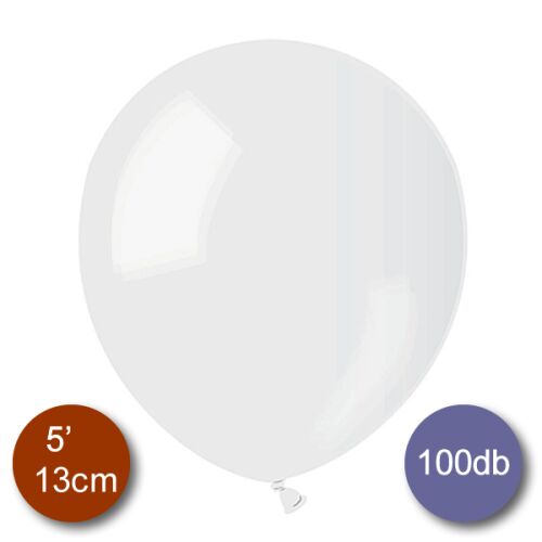 Pasztel, átlátszó lufi, 100 db GÖMB, d13cm