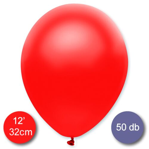 Metál Piros Lufi 32cm - 50 darabos csomag - Lufi