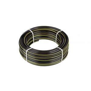 Profi locsolótömlő, 25 méter, 1/2 hüvelyk, csavarodásmentes, fekete sárga csíkkal - Öntözés