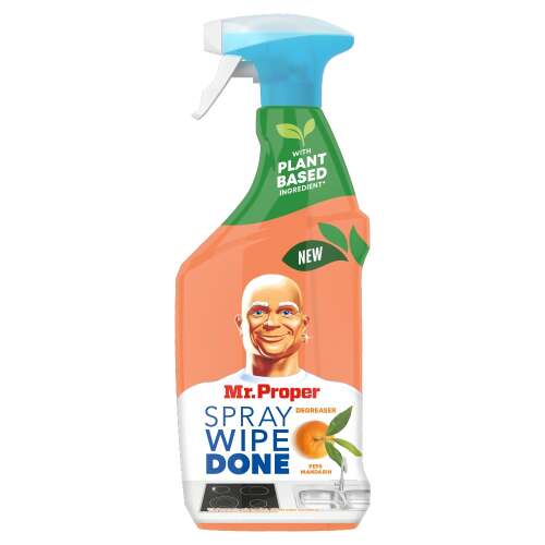 Mr. Proper Spray Wipe Done Обезмаслител, 800ml, Peps Mandarin, нова формула с растителни съставки