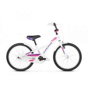 Kross Mini 5.0 gyerek kerékpár, fehér, rózsaszín és lila díszítéssel, 20 hüvelykes kerekekkel - Kross