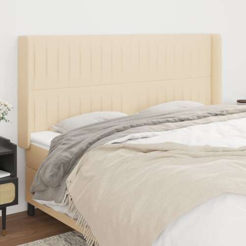 vidaXL cream fabric headboard with wings, 183x16x118/128 cm