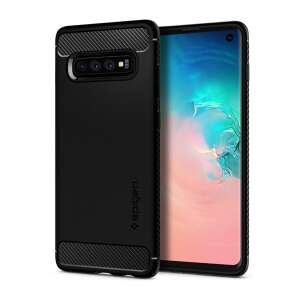 Spigen Rugged Armor fekete tok Samsung Galaxy S10 telefonhoz, karbon mintázattal - Spigen