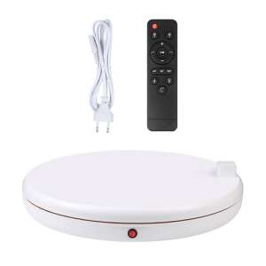 Stand rotativ Puluz cu priză de alimentare, 45 cm, alb, pentru fotografie de produs, bijuterii, ceasuri, genți de mână, modele de mașini - Articole foto, video și optică