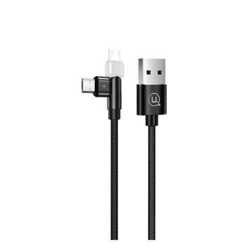 USAMS U60 USB-ről microUSB-re töltőkábel, 100cm, fekete, LED jelzővel - Kábel és tartozék