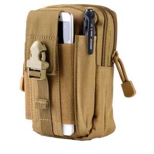 Sand colored tactical waist bag with phone and pen, 12x18x6cm - Hiking backpack