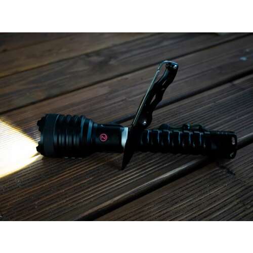 Military Tactical Flashlight with Power Bank, 5 Lighting Modes, Zoom Function, 29 cm, Black 85582847