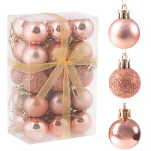 Roségoldenes Christbaumkugel-Set in transparenter Box, 30 Stück - Weihnachten