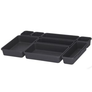 Palmonix modularni organizator set, za pribor za jelo, kuhinjsku ladicu, plastika, 8 kom, crna
