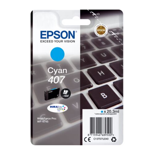 Epson 407 Cyan Ink Cartridge - 20.3ml, C13T07U240