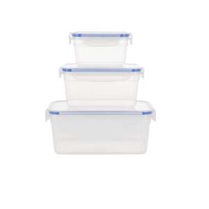 Excellent Houseware 3 piece food storage container set, 500/900/1500 ml, clear, polypropylene, silicone, airtight, leakproof, microwave safe, freezer safe, dishwasher safe - Food storage