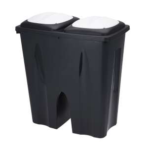 Excellent Houseware 2-compartment trash can, black and white, 50 liters total capacity - Trash can