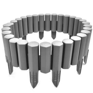 Stella Green kerti szegély, szürke szín, rönk hatás, kerek forma - Ágyásszegély