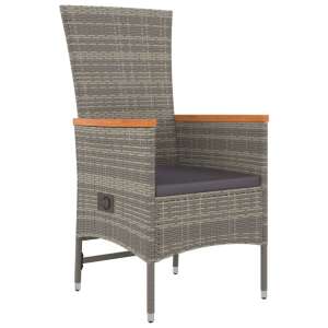 Grey polyrattan garden chair with dark grey cushions - Garden Set