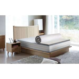 Diamond Luxury mattress topper, 8 cm memory foam, 140x190 cm, on a bed - Blanket mattress