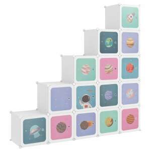 vidaXL white polypropylene storage cubes for kids with 15 cubes