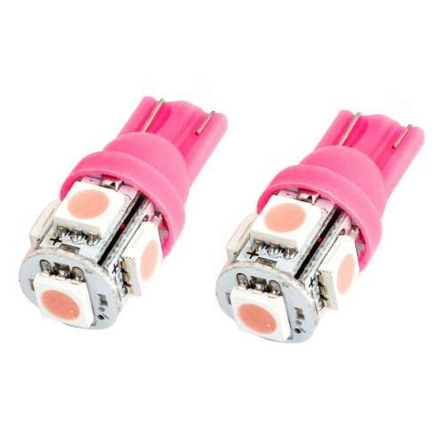 Autós T10 5 SMD 5050 LED izzók rózsaszínben - Autó világítás