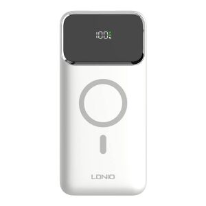 LDNIO PQ12 Fehér 10000mAh Powerbank vezeték nélküli töltéssel és LED kijelzővel - LDNIO