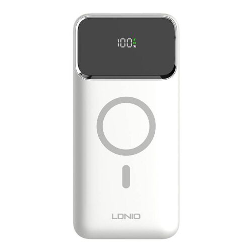 LDNIO PQ12 Fehér 10000mAh Powerbank vezeték nélküli töltéssel és LED kijelzővel