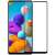 Samsung Galaxy A21S tempered glass screen protector, 5D full glue, black frame, on phone