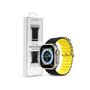 Devia Apple Watch Sport Silicone Two-tone Watch Band, Black/Yellow, 42/44/45/49 mm - Smart watch strap