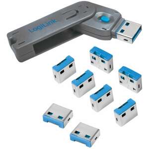Logilink USB-A Anschlussblocker, 1 Schlüssel + 8 Schlösser (AU0045) 61412486 Netzwerk Werkzeuge
