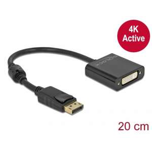 Delock DisplayPort-DVI adapter, 4K aktív, fekete - DisplayPort átalakító