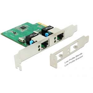 Delock PCI Express network card with two Gigabit LAN ports, low profile bracket included - Laptop component
