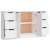 Fehér tálalószekrény 6 fiókkal és 2 ajtóval, nyitott polcokkal