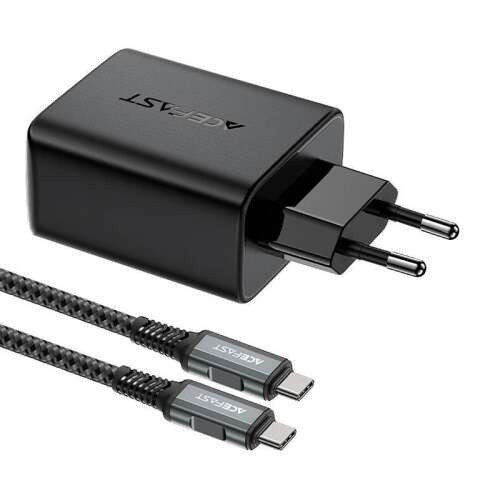 Acefast A17 65W GaN-Wandladegerät mit USB-C-Kabel, schwarz