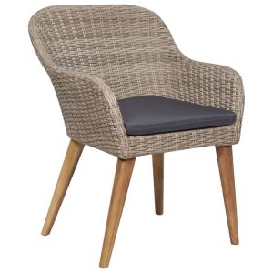 vidaXL brown polyrattan garden chair with dark gray cushion - Garden Set